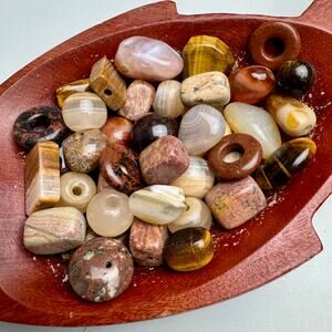 Lot of 30 Neutral Gemstone Beads – Mixed Natural Stones Earthy Jewelry Making